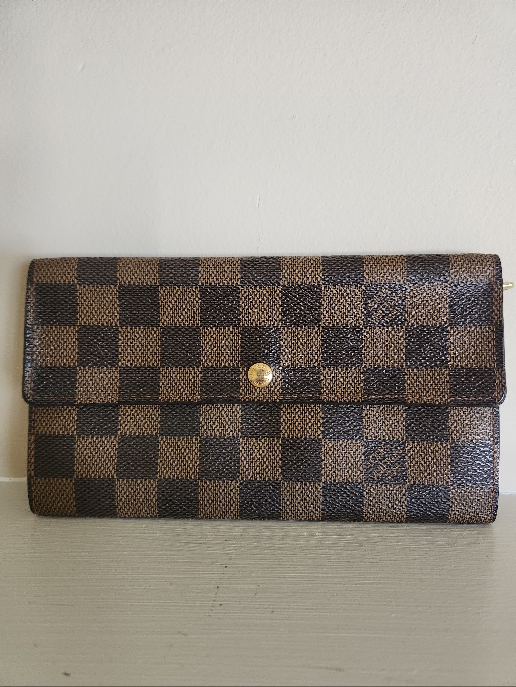 Authentic Louis Vuitton Damier Ebene Sarah Wallet Ca1001